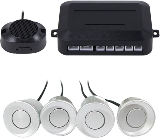 Parkavimo sistema BUZ001S su garsiniu ispejimu (buzzer), sidabrine    